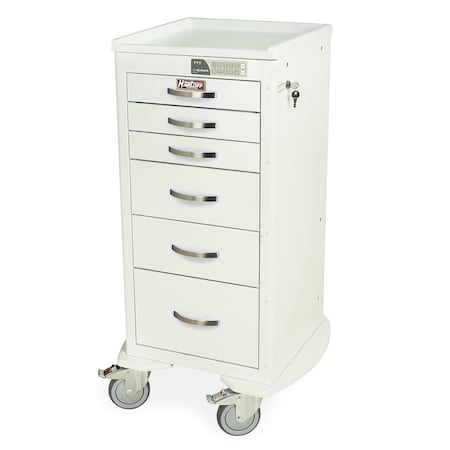 Harloff MSeries Tall Anesthesia Cart, Mini Width, Six Drawers, Electronic Keypad Lock MDS1830EKC06
